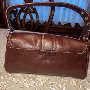 Michael Kors Medium Brown Satchel Purse Pebbled Leather Double Pockets Like New